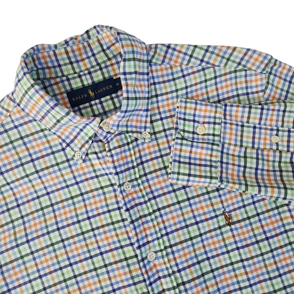 RALPH LAUREN multicolor plaid button-down shirt m - Picture 2 of 12
